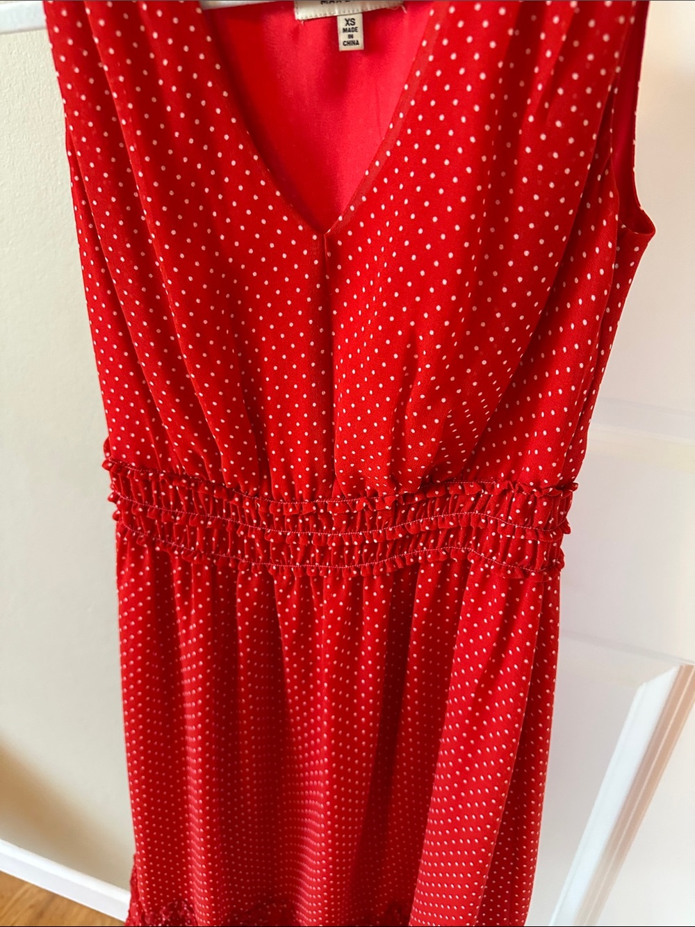 Max Studio Red Polka Dot Midi Dress